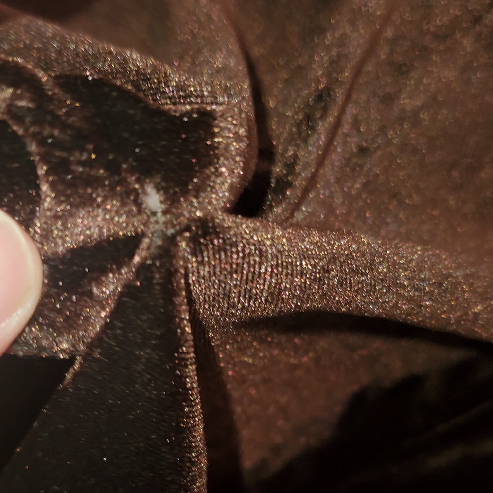 Elegant Brown Velvet Faux Wrap Dress By Connected Apparel Size 10 - Picture 10 of 10